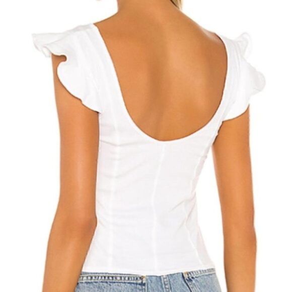NEW $48 Free People Fleur Tank Painted White Large - Picture 4 of 9